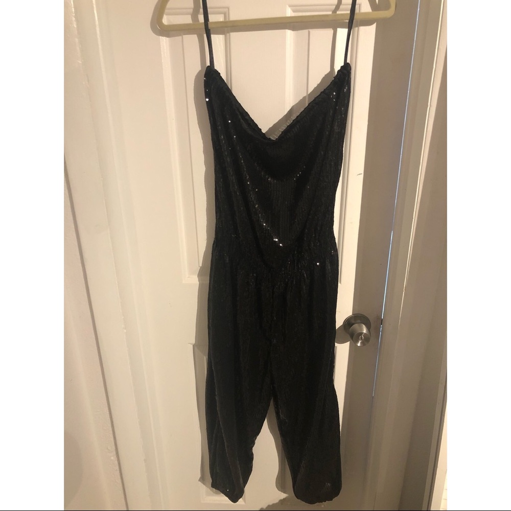 Black sequin strapless romper (New Years Eve)